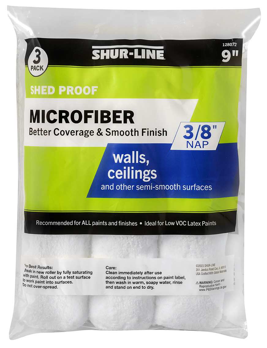 Better 3PK, 9” Microfiber Roller Cover 3/8