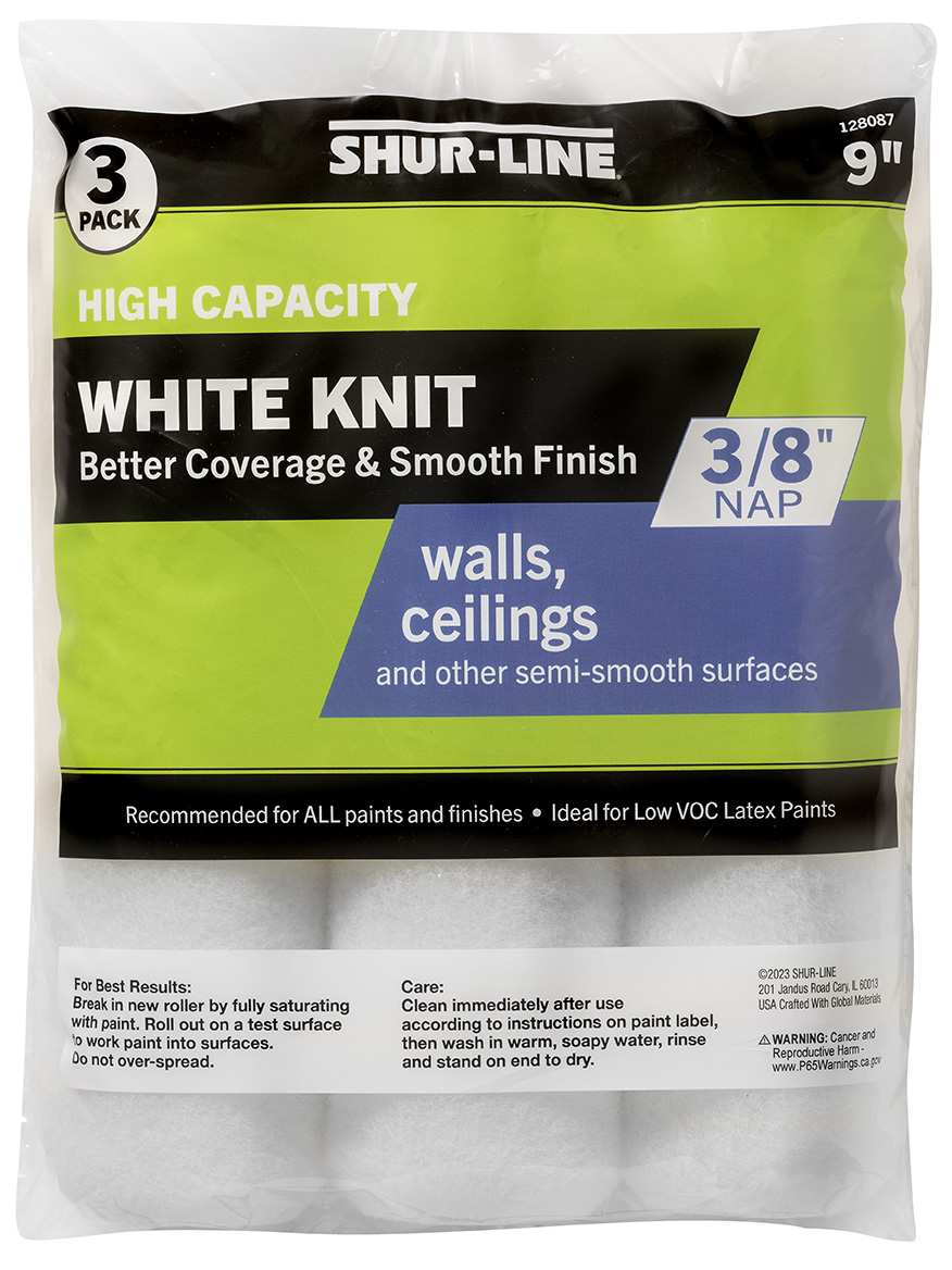 Better 3PK, 9” White Knit Roller Cover 3/8