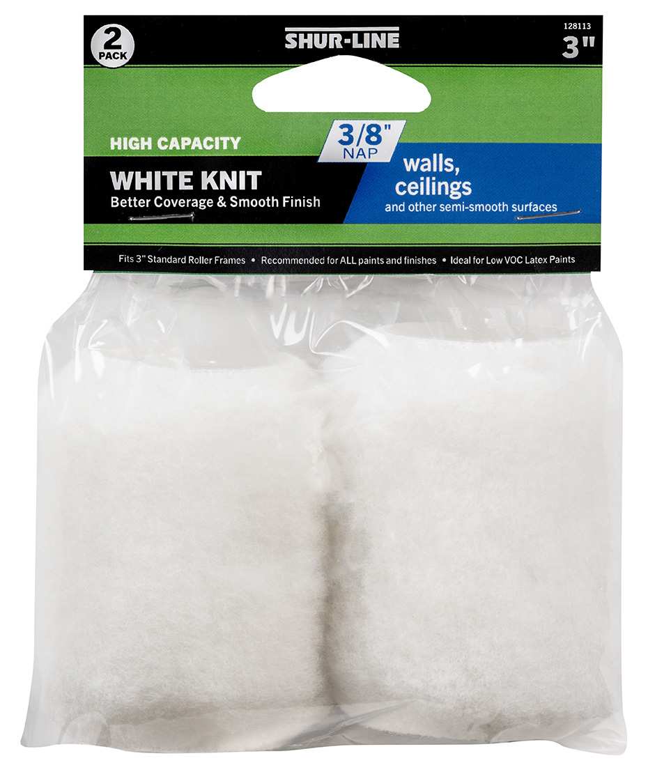 Better 2PK Refill, 3” White Knit Trim Roller Cover 3/8