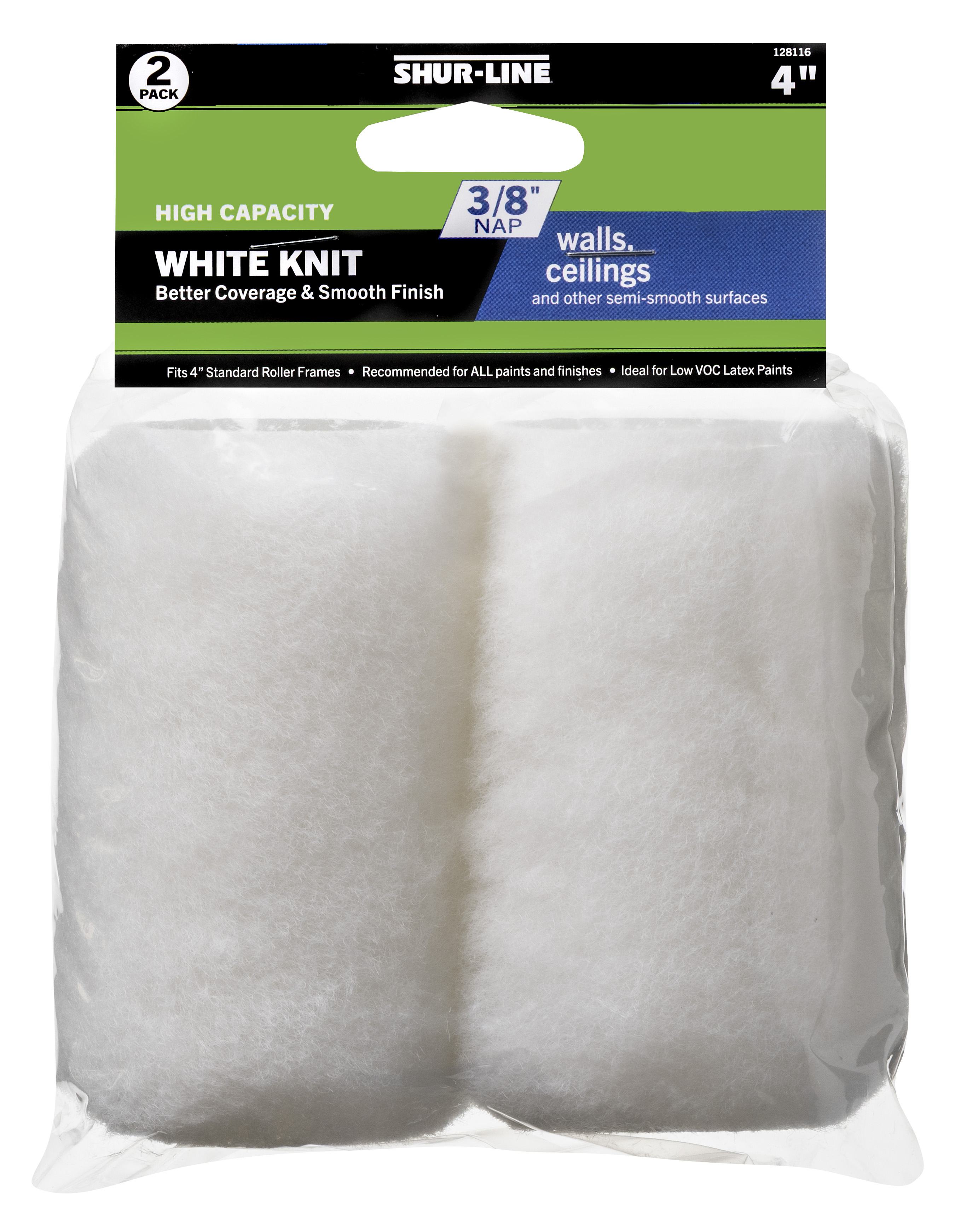 Better 2PK Refill, 4” White Knit Trim Roller Cover 3/8