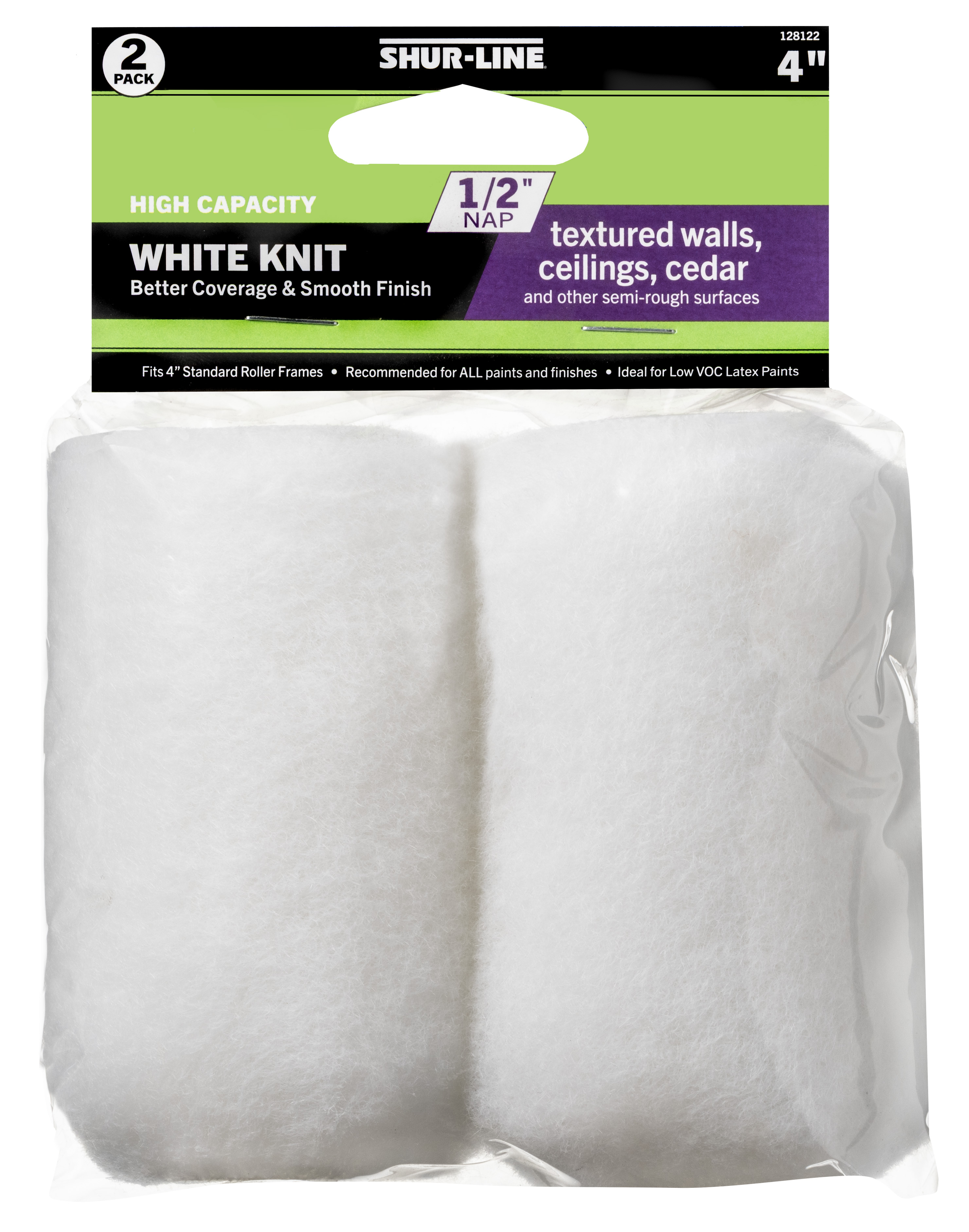 Better 2PK, 4” White Knit Trim Roller Cover 1/2