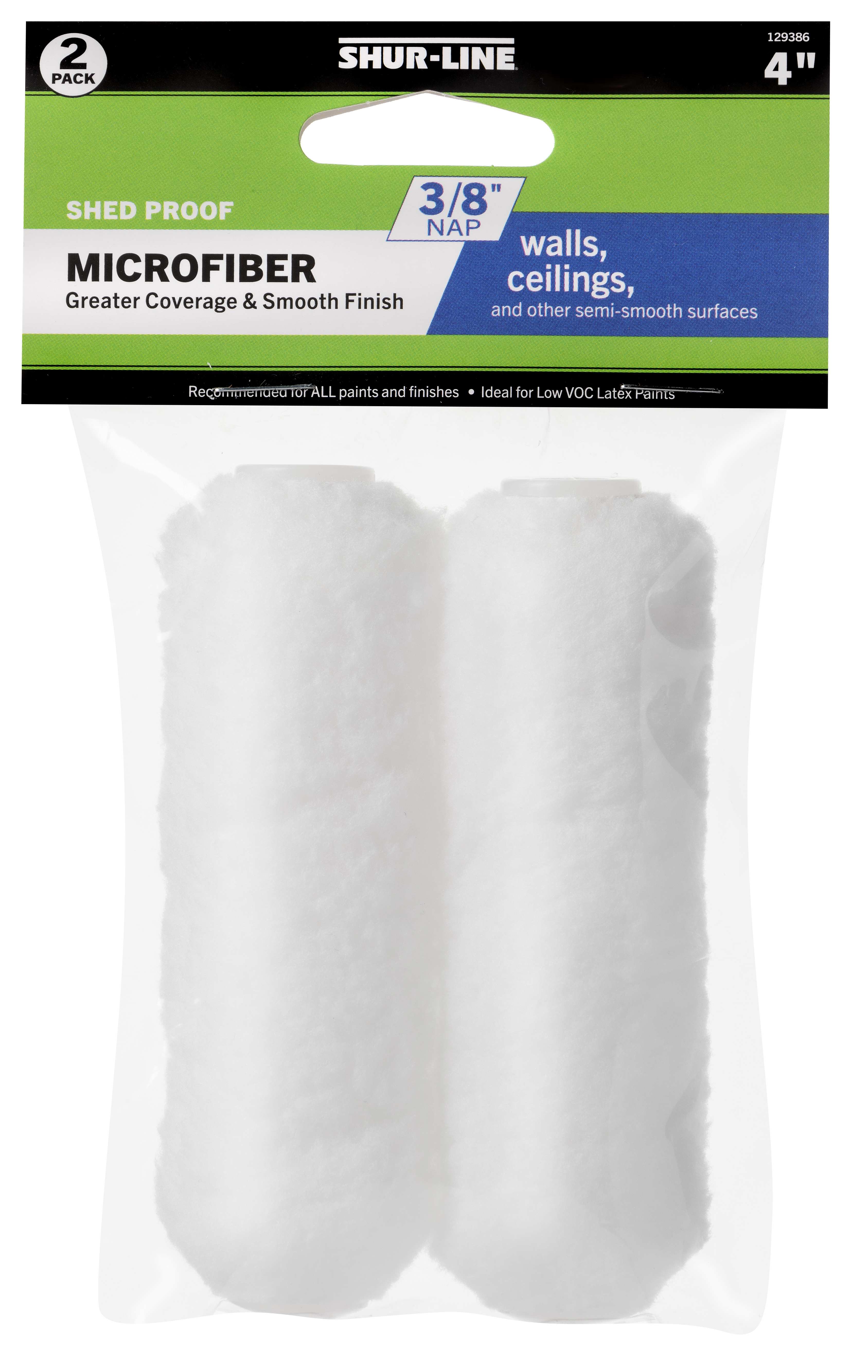 Better 2PK Refill, 4” Microfiber Mini Roller Cover 3/8