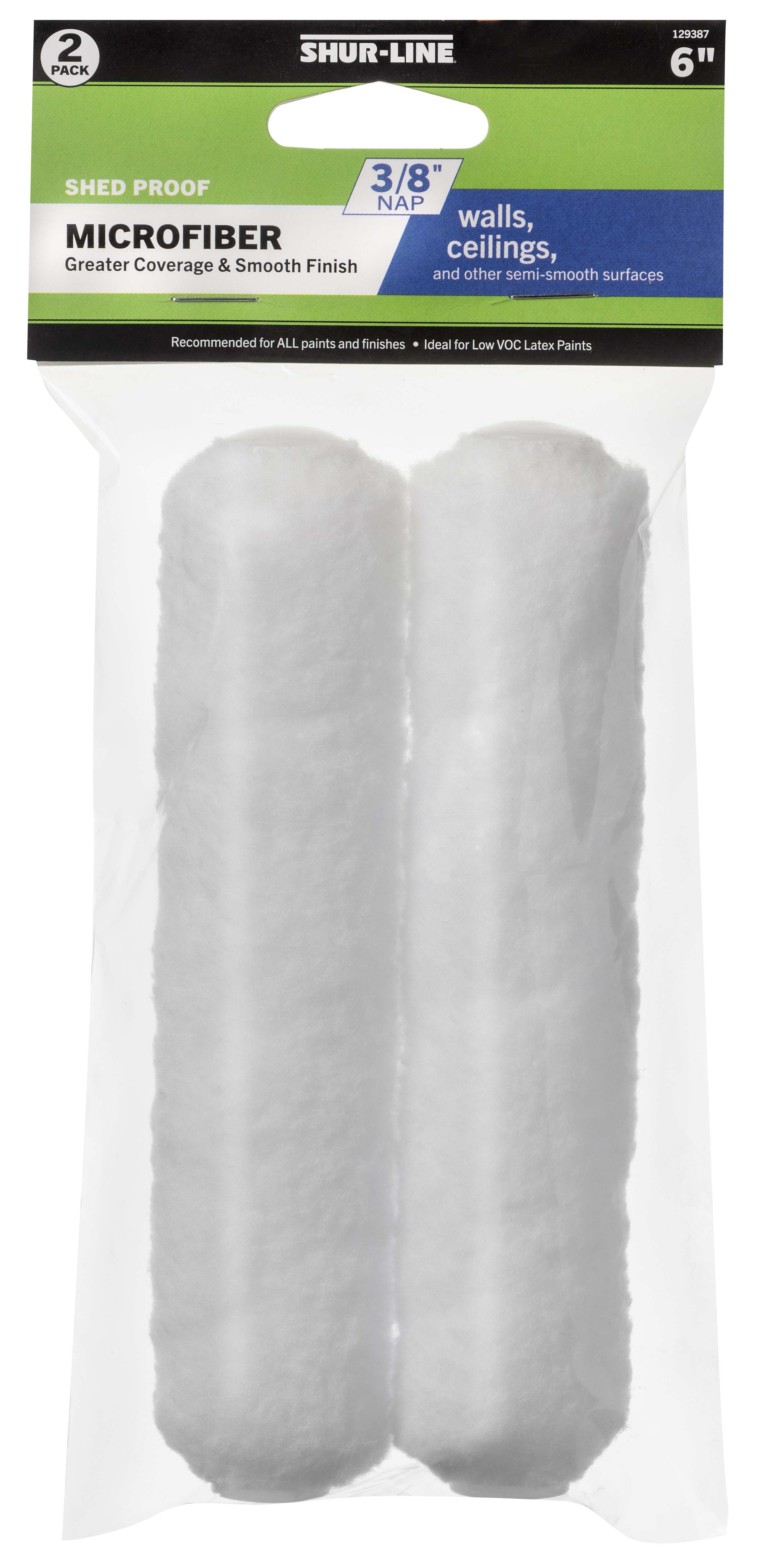 Better 2PK Refill, 6” Microfiber Mini Roller Cover 3/8