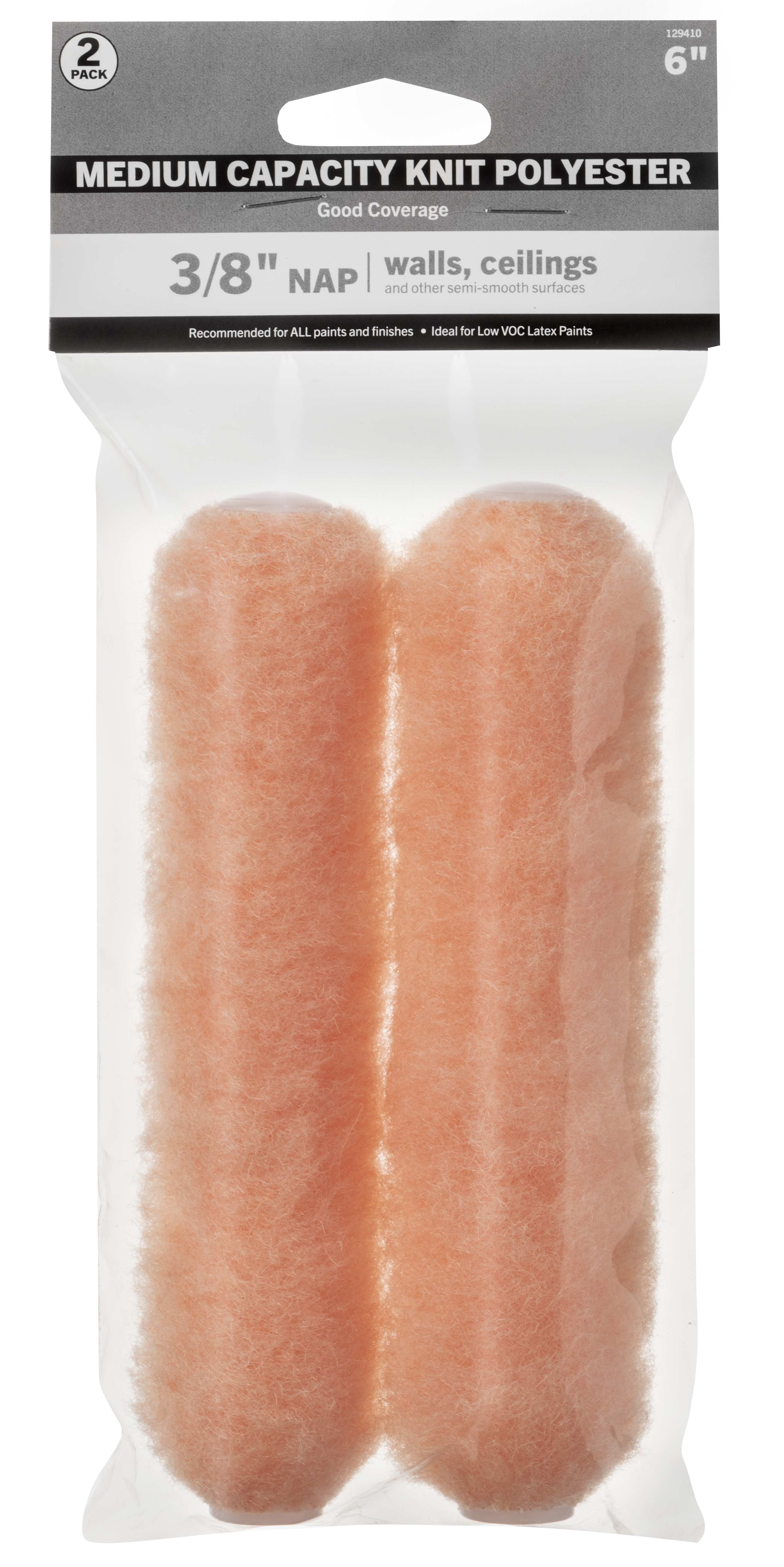 Good 2PK, 6” Pink Knit Mini Roller Cover 1/2