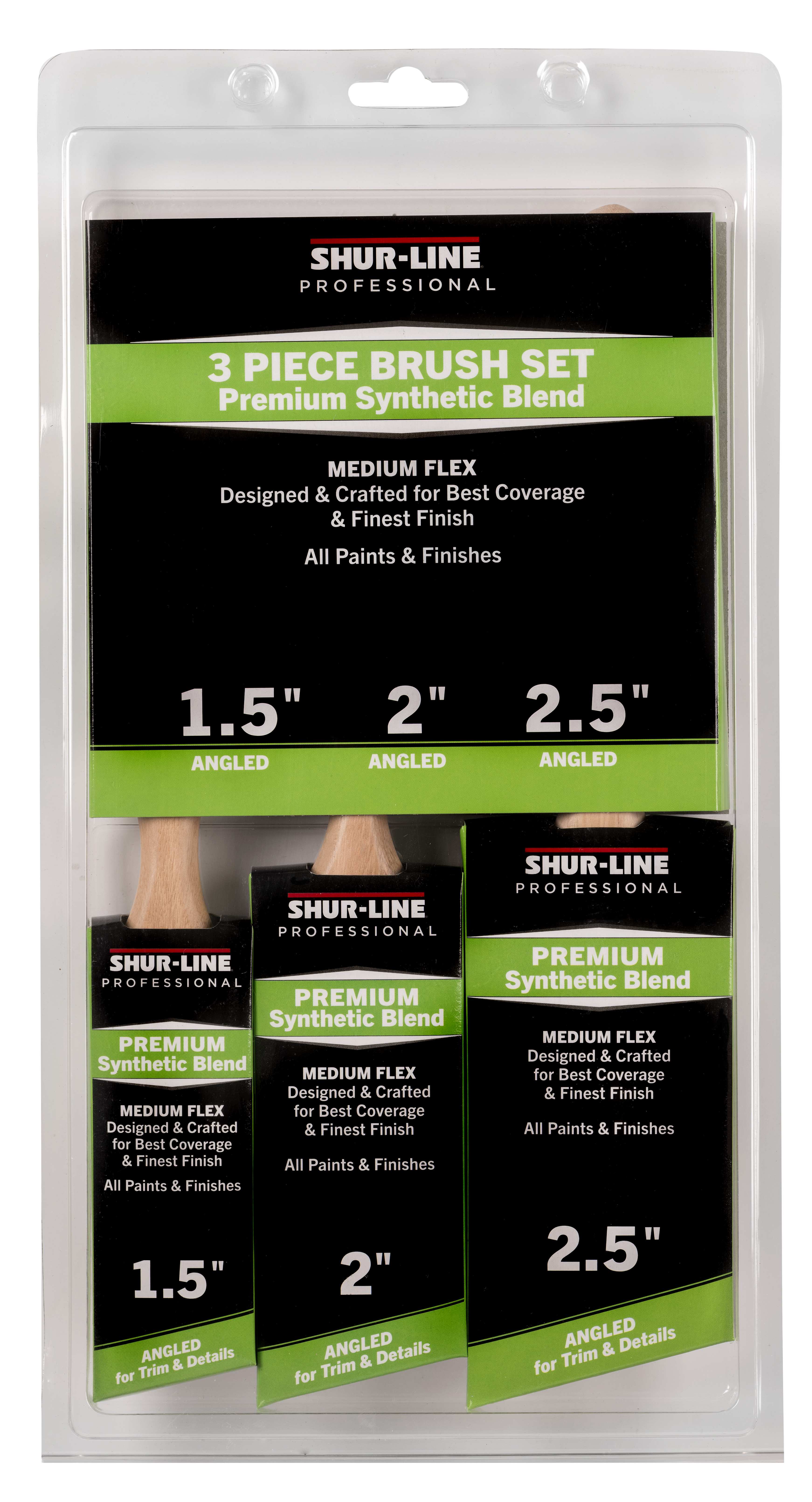 Professional 3 PK Angle Brush Set: 1.5”, 2”, 2.5”