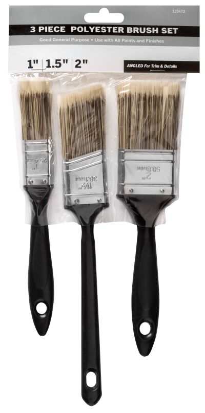 Good 3PK Brush Set: 1” Flat, 1.5” Angle, 2” Flat