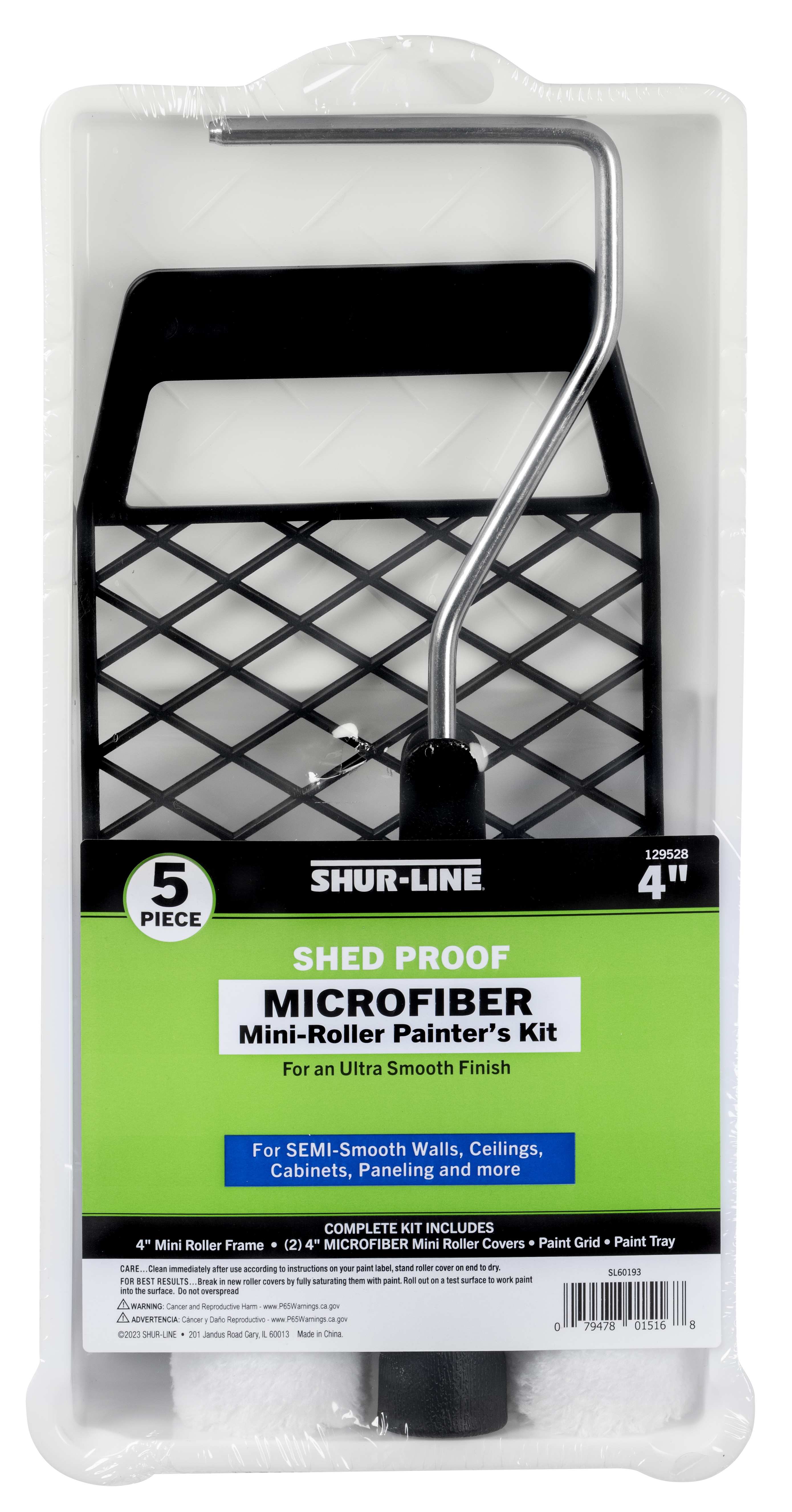 5PC, 4” Microfiber Mini Roller Tray Set